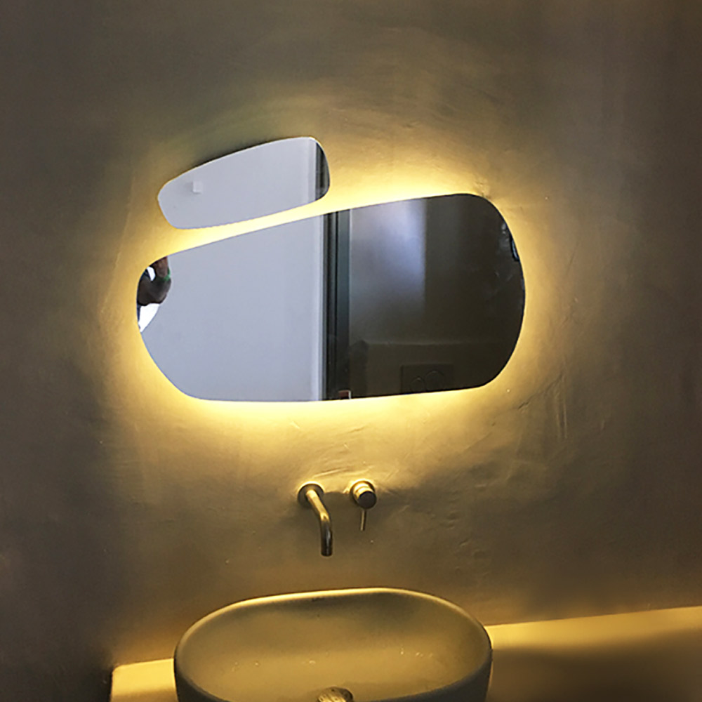 Led mirrors set 2 pieces 85x45cm and 35x14cm pebble