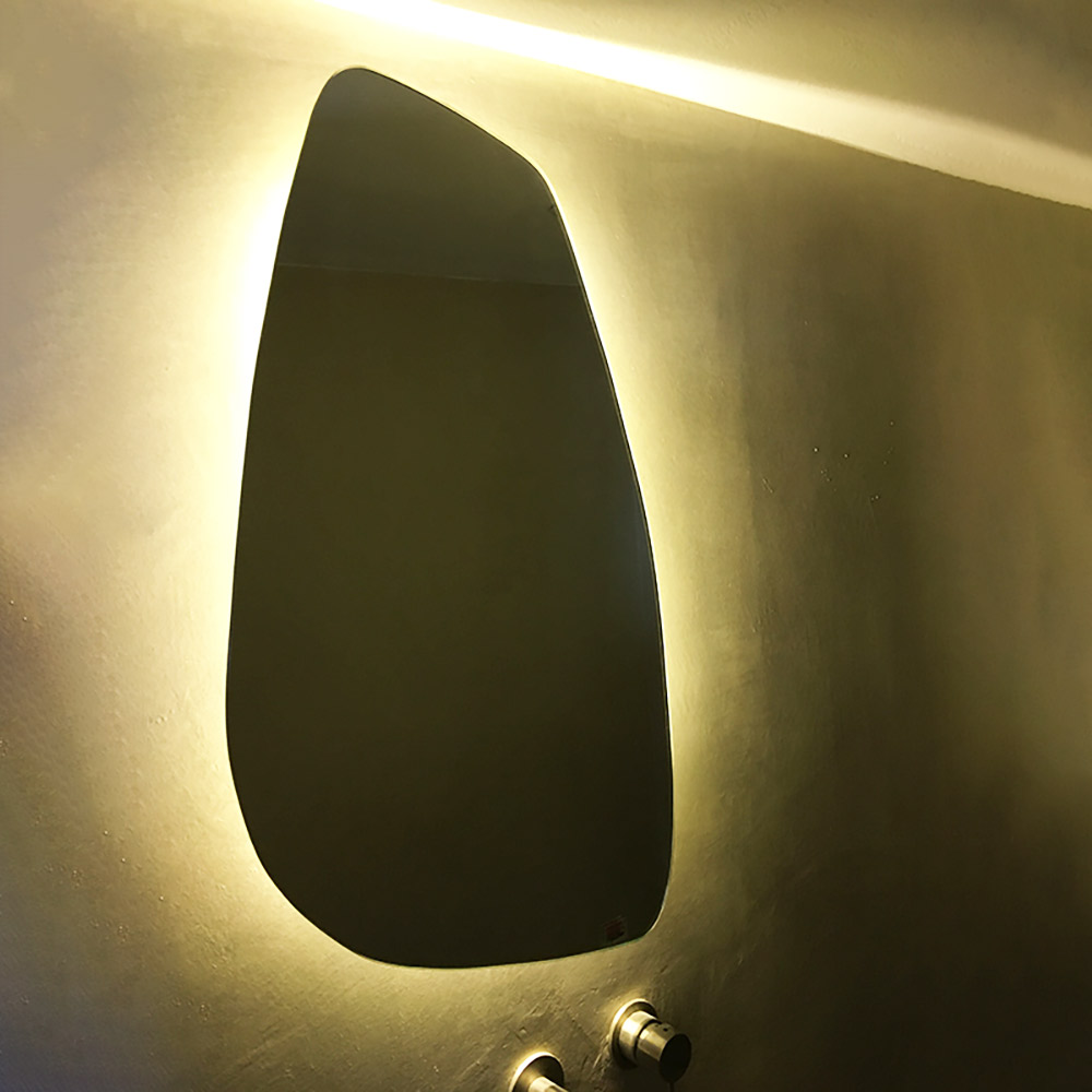 LED bathroom - wall mirror 45x85cm - 55x95cm - 60x105cm in the shape of a stone illuminated