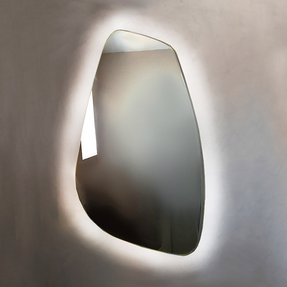 LED bathroom - wall mirror 45x85cm - 55x95cm - 60x105cm in the shape of a stone illuminated