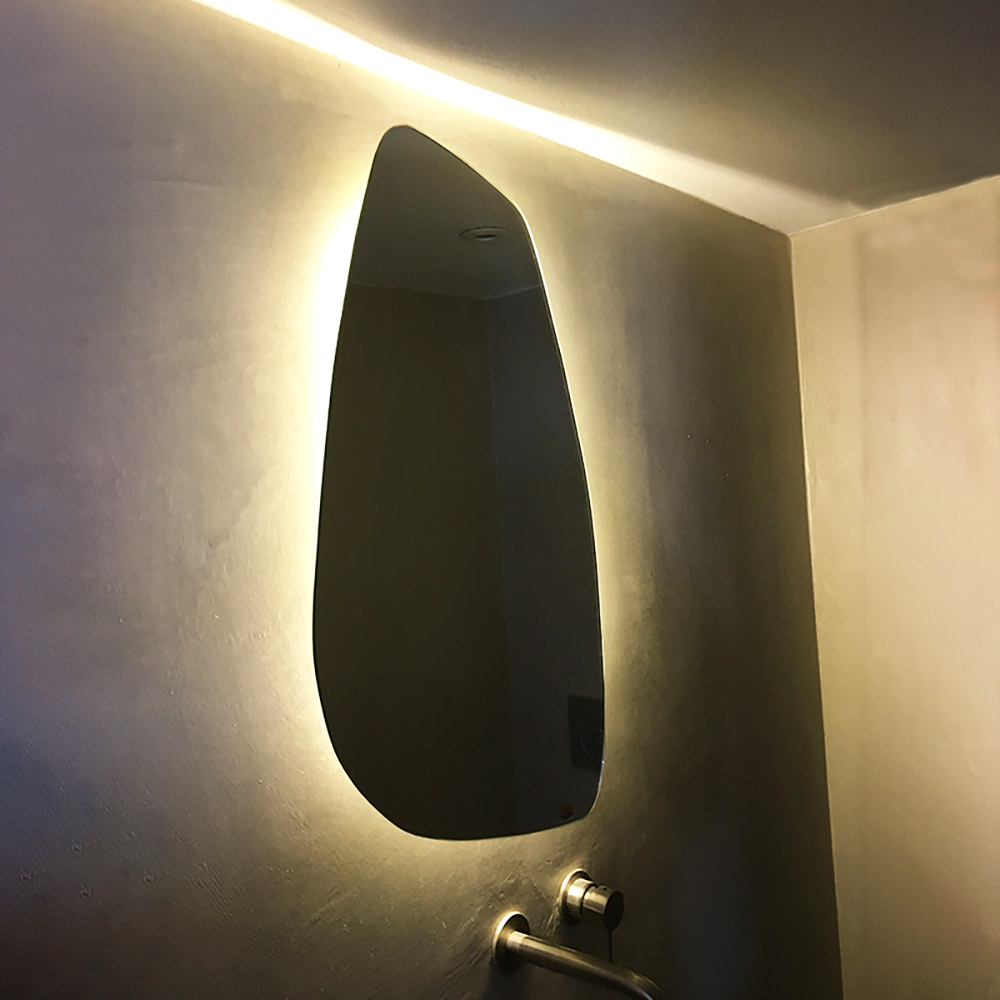 LED bathroom - wall mirror 45x85cm - 55x95cm - 60x105cm in the shape of a stone illuminated