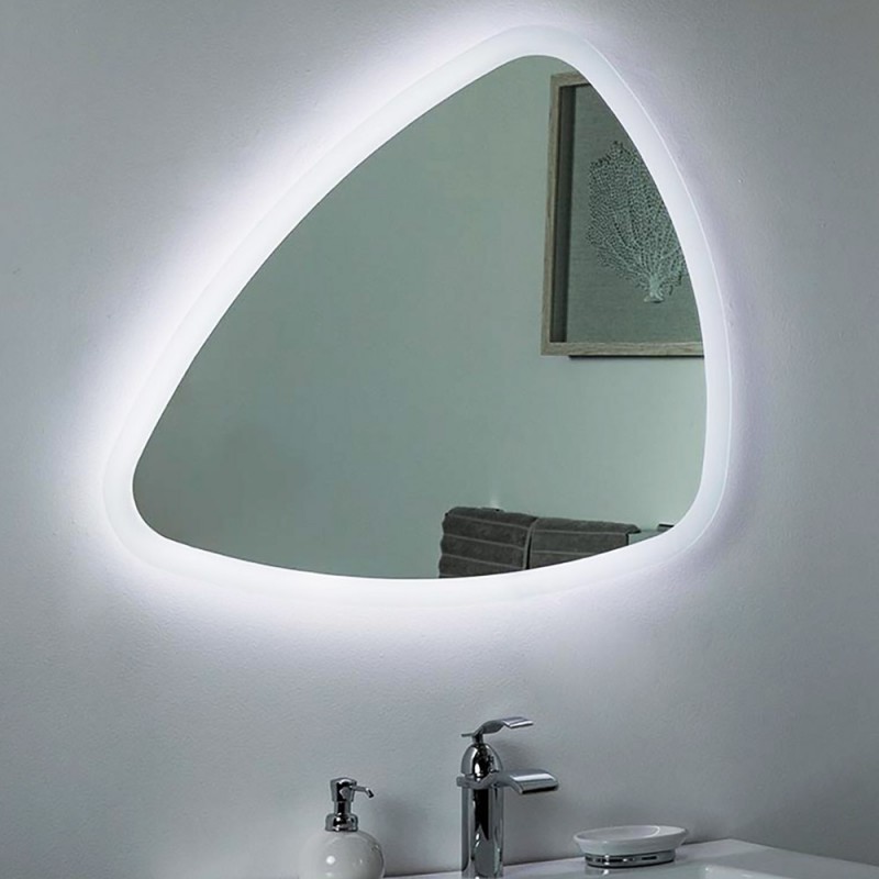 LED mirror 60x80cm pebble shape