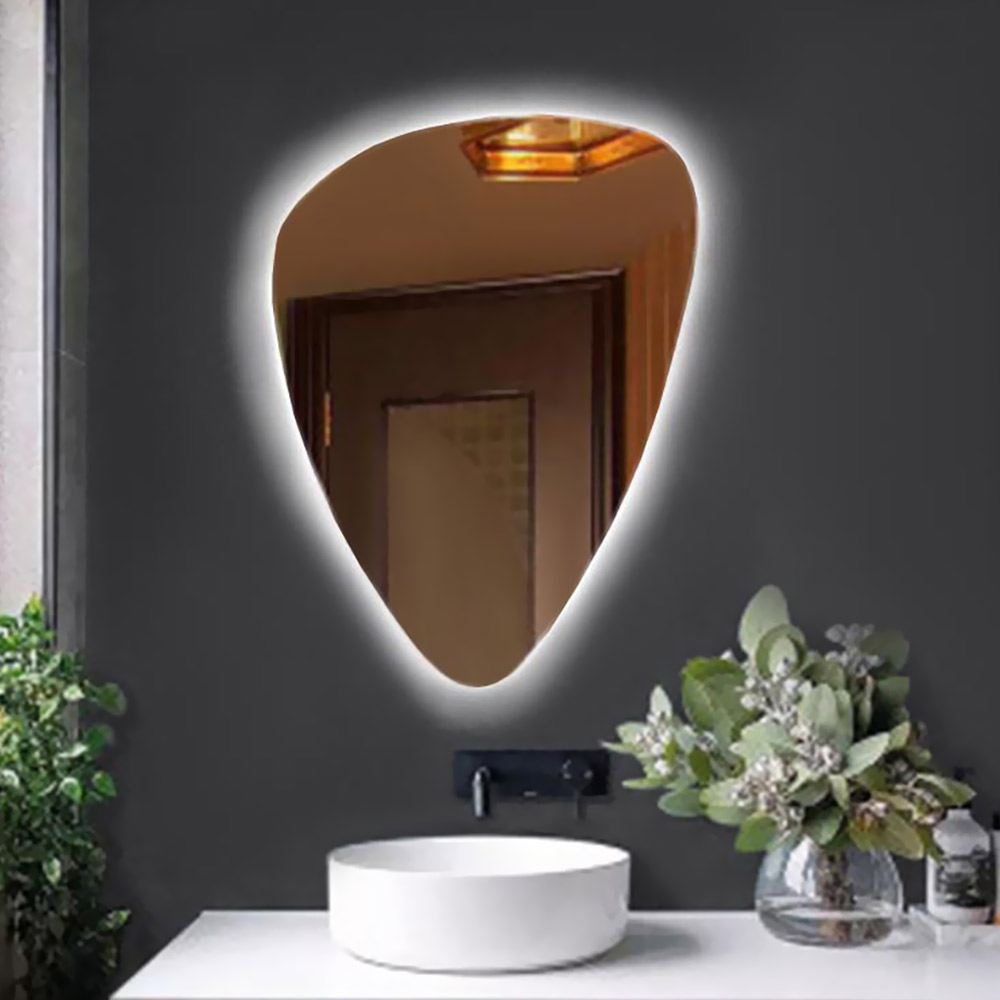 LED mirror 60x80cm pebble shape