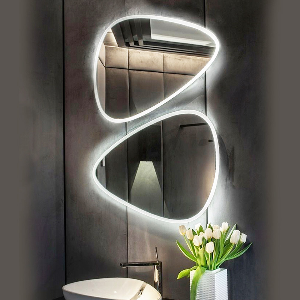 Led mirrors set pebbles 80x60cm - 70x90cm with sandblasting