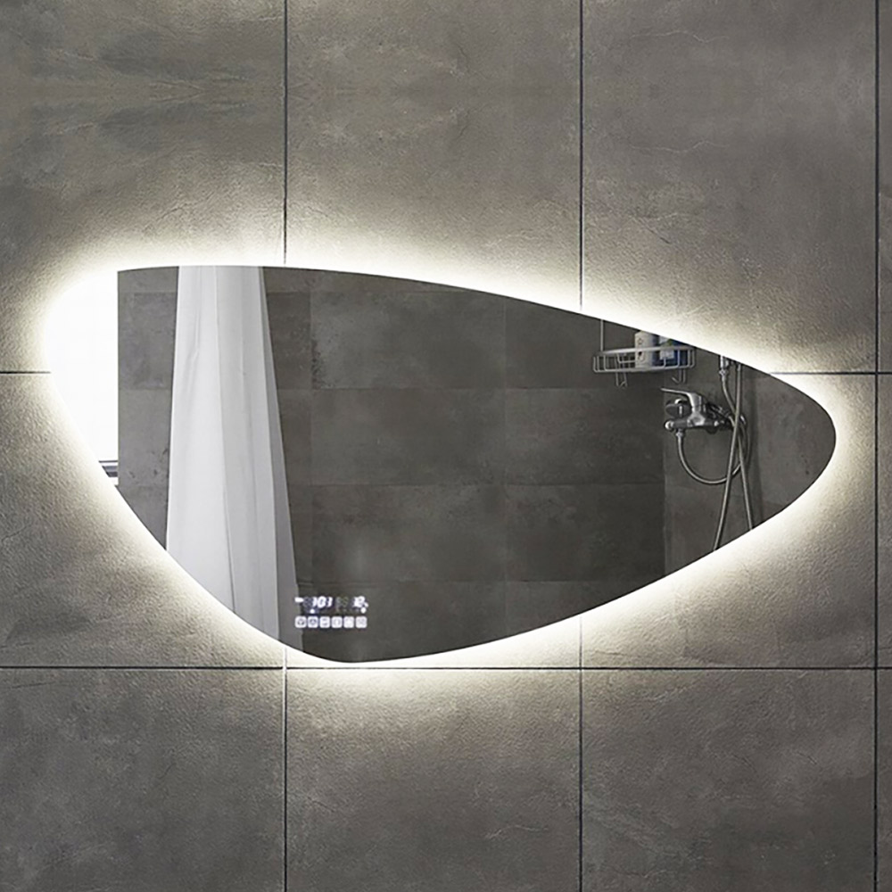 Led bathroom wall mirror smart 140x70cm in the shape of a pebble