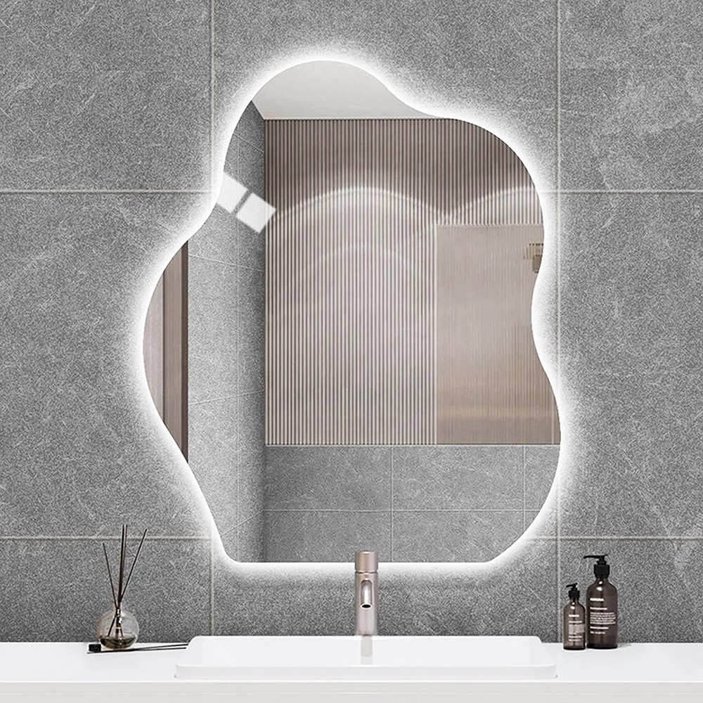 LED wall mirror 70x90cm in an irregular shape