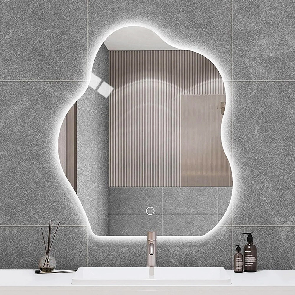 LED wall mirror 70x90cm in an irregular shape