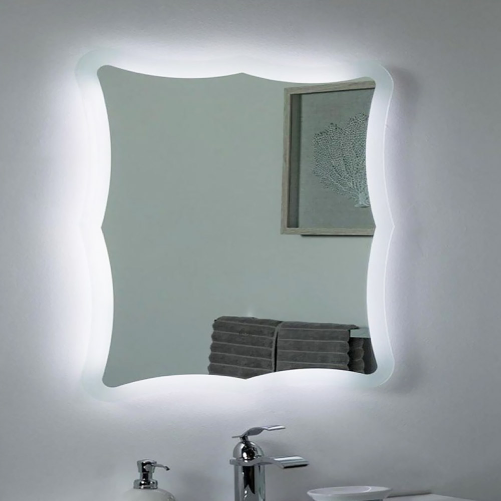 Led bathroom wall mirror 80x80cm - 90x90cm illuminated with sandblasted border