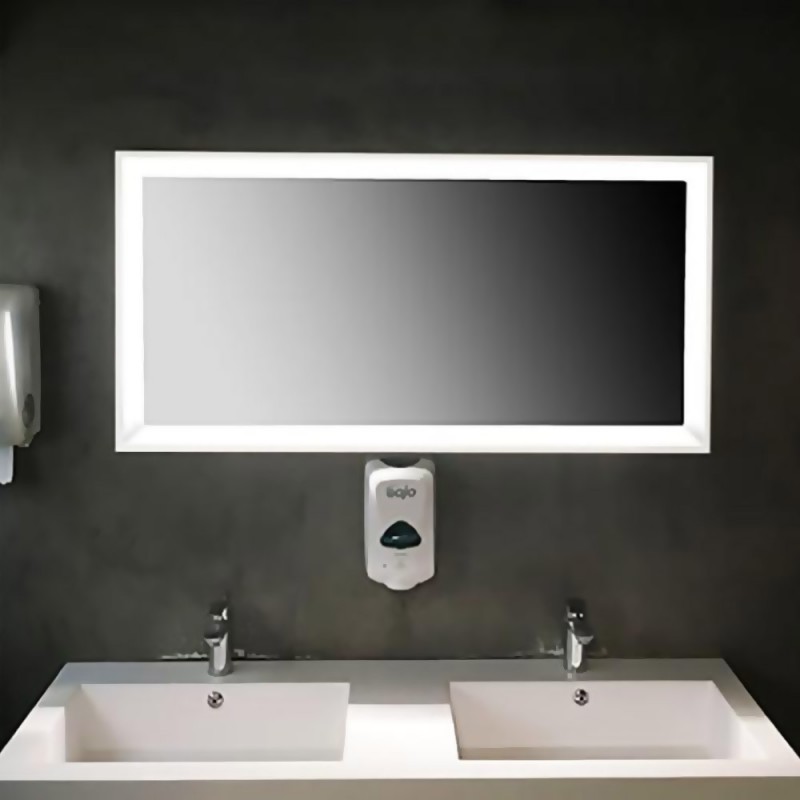 Led mirror 90X60cm with lacquered wood tray and lighting in between