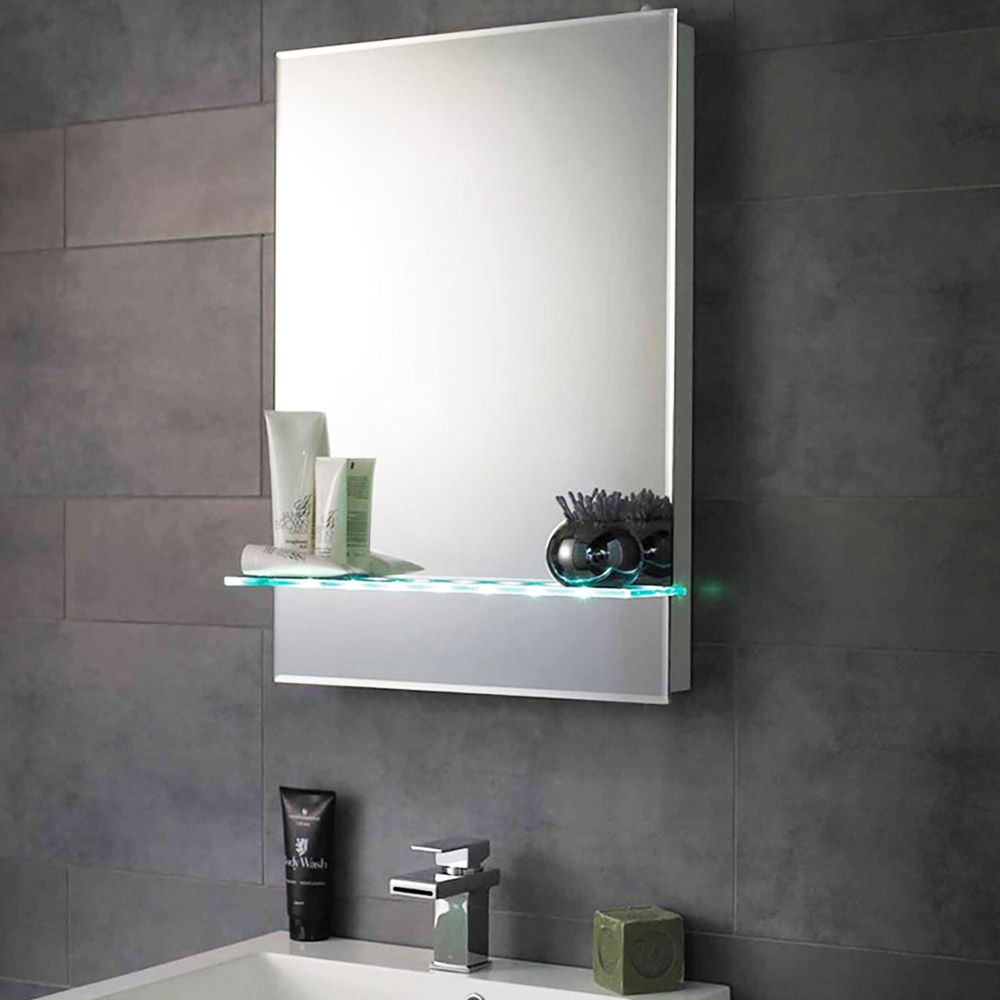 LED mirror 60x80cm with lighted shelf