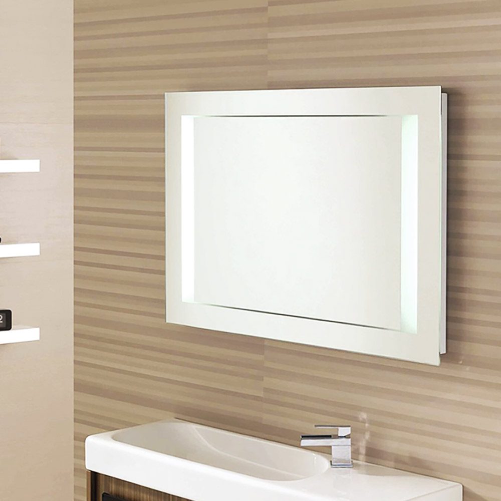 Led bathroom mirror 90x75cm illuminated with sandblasting design