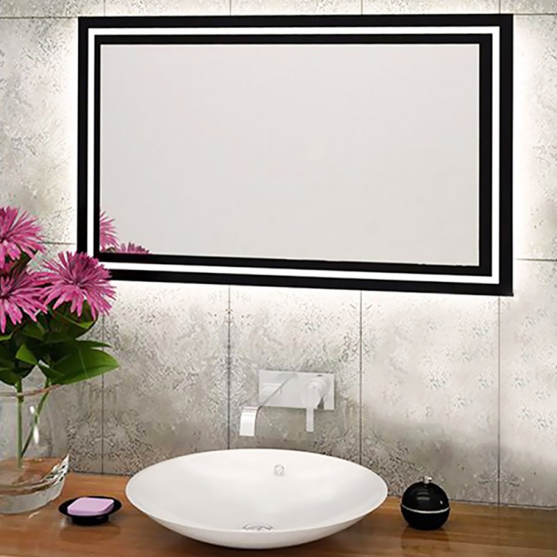 LED mirror 120x80cm with border