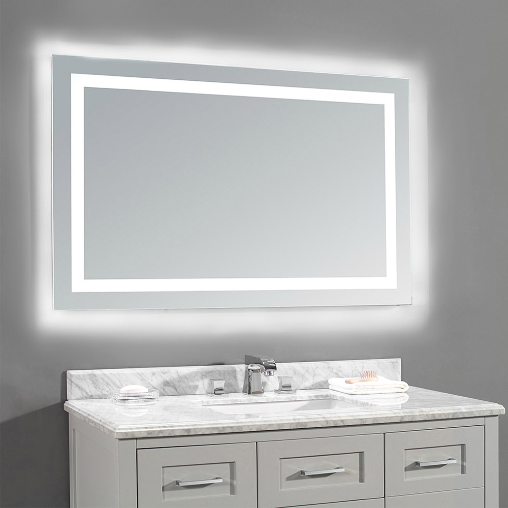 Led mirror 90x75cm with sandblasting design