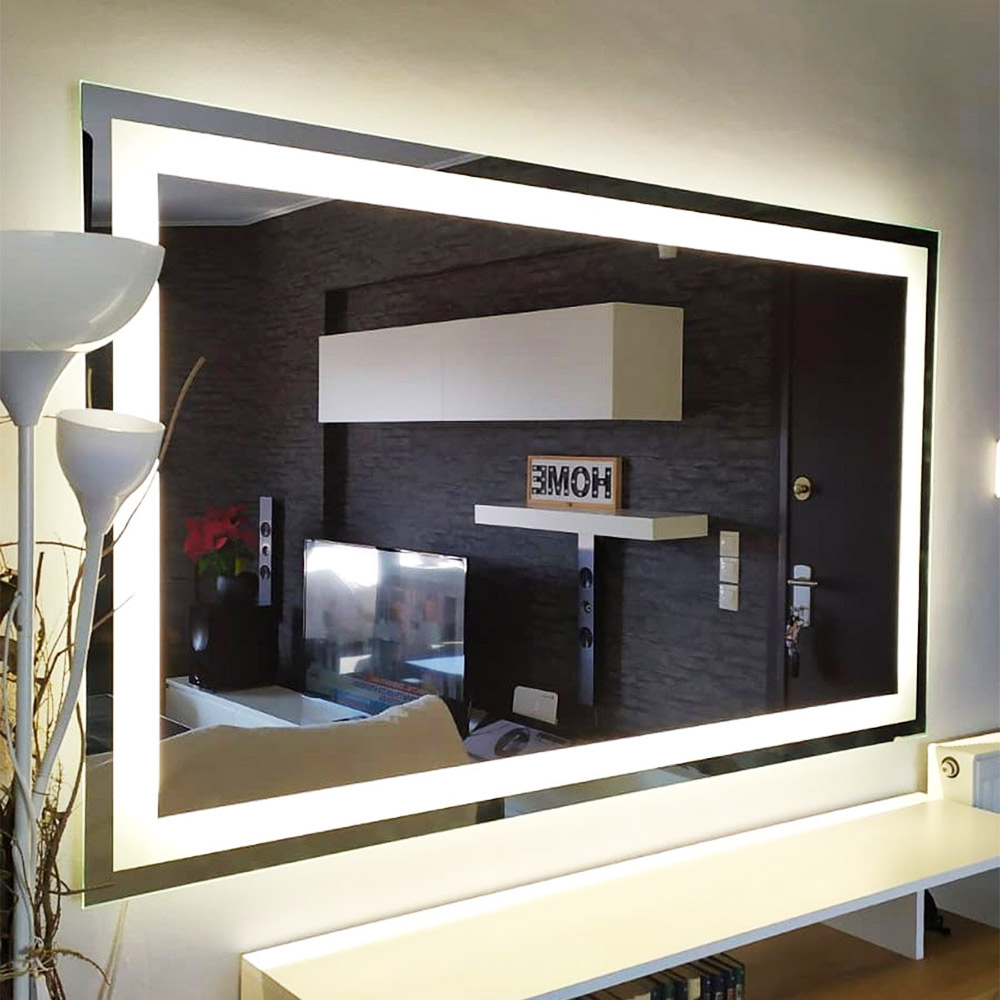 Led mirror 90x75cm with sandblasting design