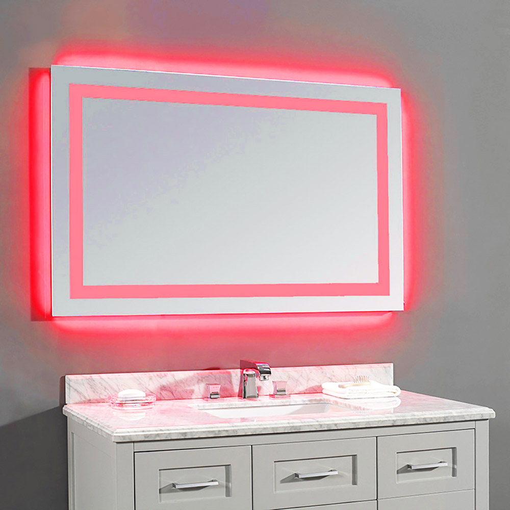 Led mirror 90x75cm with sandblasting design