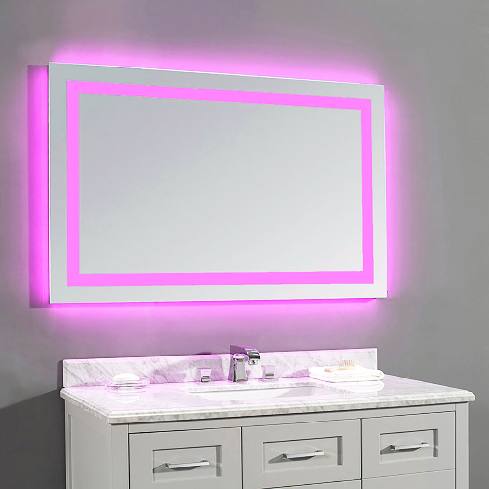 Led mirror 90x75cm with sandblasting design