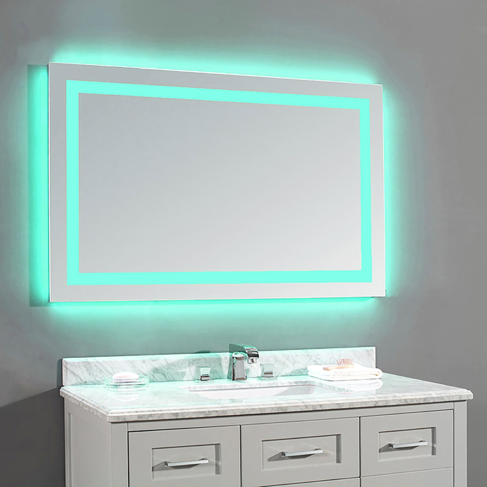 Led mirror 90x75cm with sandblasting design