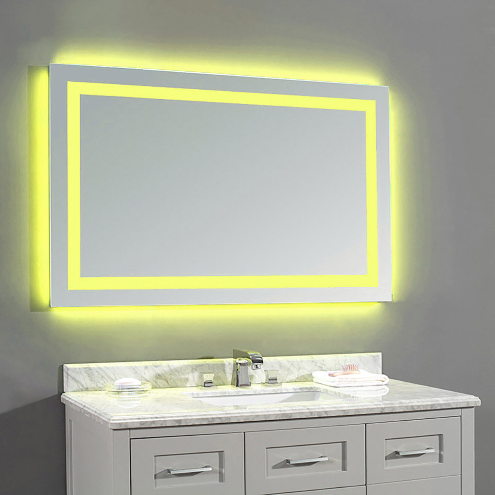 Led mirror 90x75cm with sandblasting design