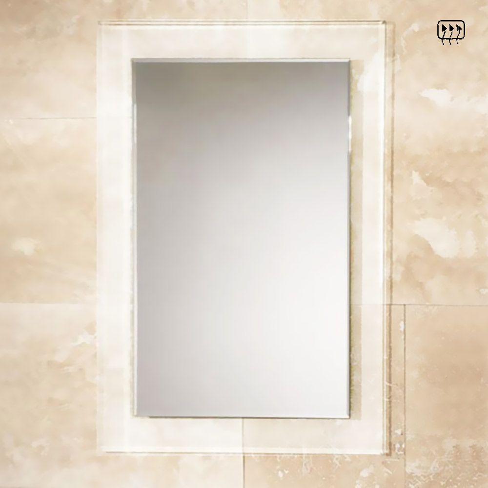 Bathroom led mirror - wall 70x90cm with transparent crystal border