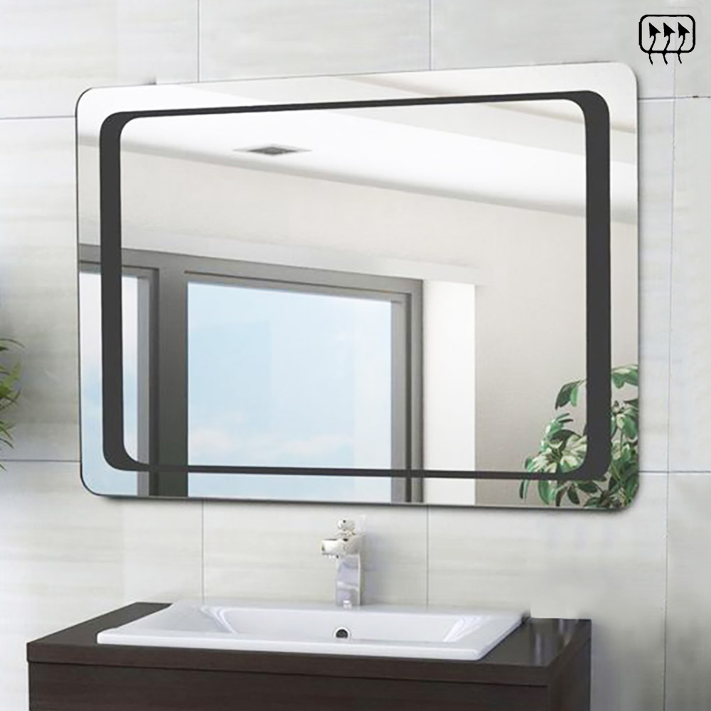 LED mirror 90X75cm with black paint pattern