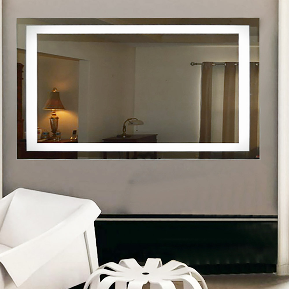 Led mirror 90x75cm with sandblasting design