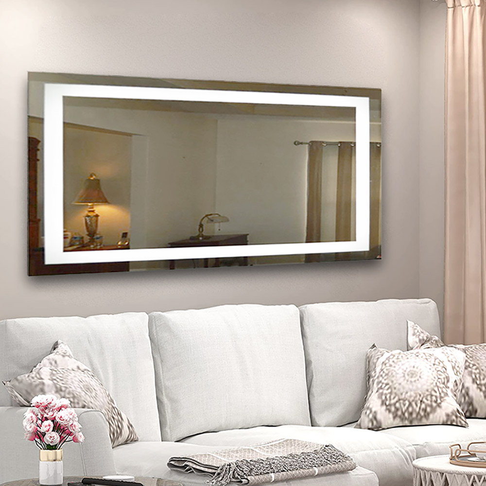 Led mirror 90x75cm with sandblasting design