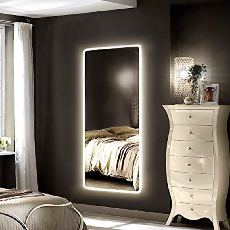 Led room mirror 60x180cm full-length illuminated with rounded corners