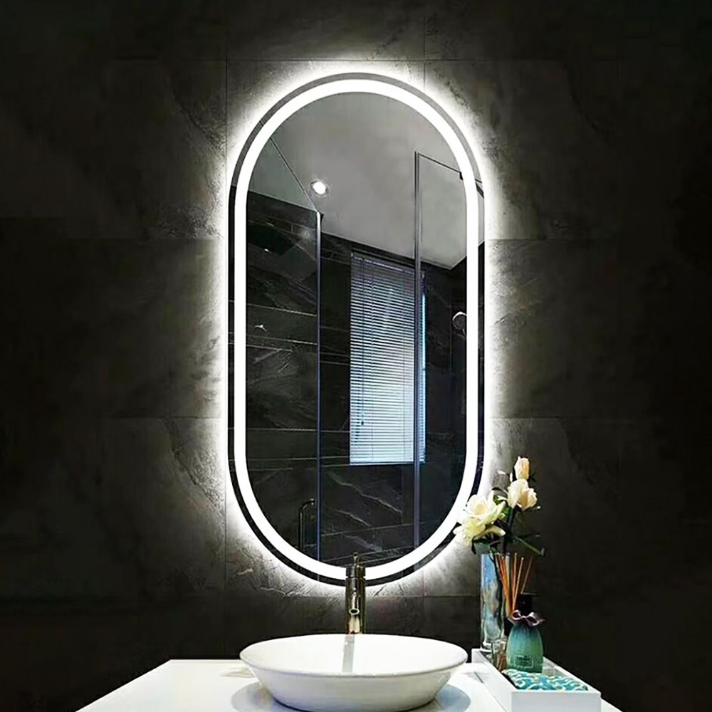 Mirror Led 40x80cm - 50x80cm - 60x80cm oval capsule with sandblasting