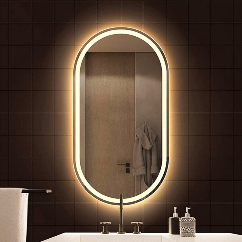 Mirror Led 40x80cm - 50x80cm - 60x80cm oval capsule with sandblasting