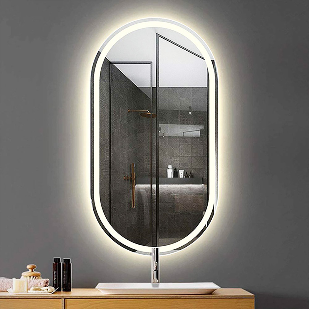 Mirror Led 40x80cm - 50x80cm - 60x80cm oval capsule with sandblasting