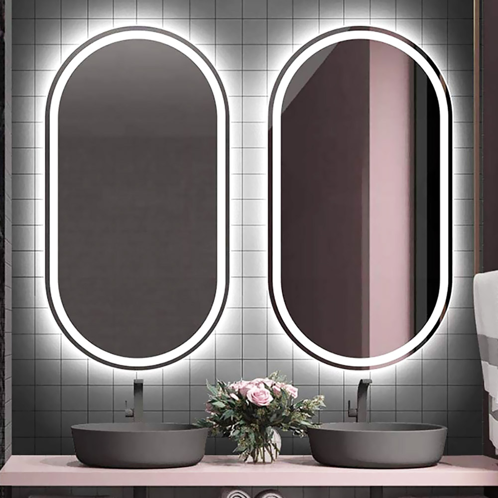 Mirror Led 40x80cm - 50x80cm - 60x80cm oval capsule with sandblasting