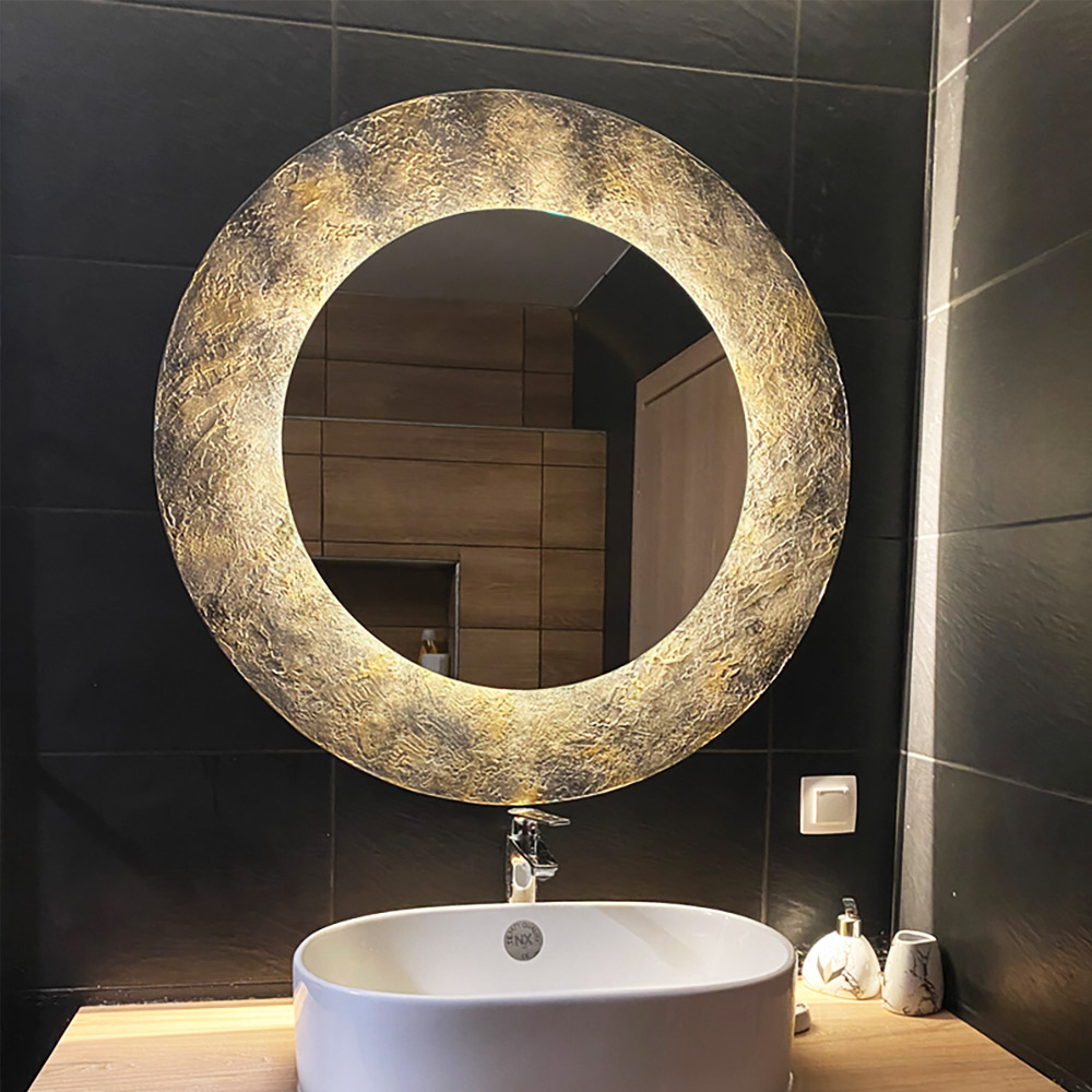 Round mirror Moon with granite style Ø90cm