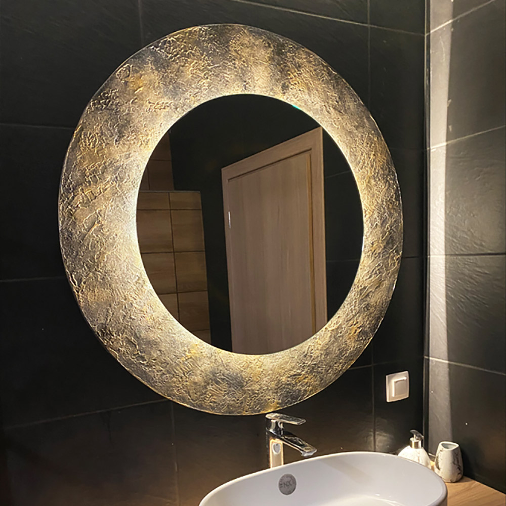 Round mirror Moon with granite style Ø90cm