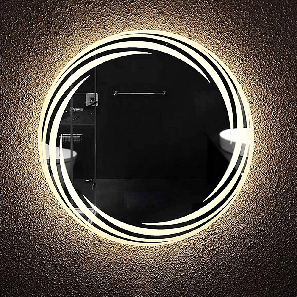 Round LED mirror Ø60cm - Ø100cm with sandblasting pattern