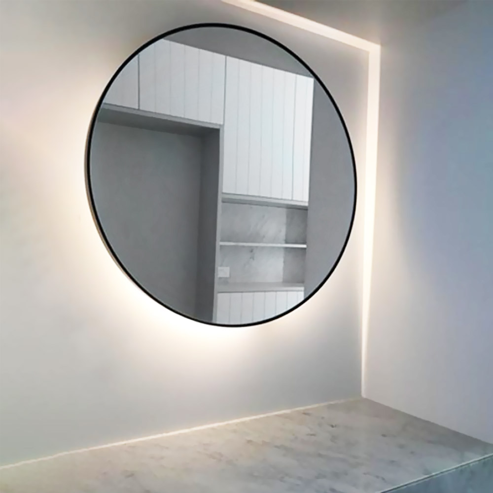 Led mirror round Ø60cm - Ø90cm with black paint border