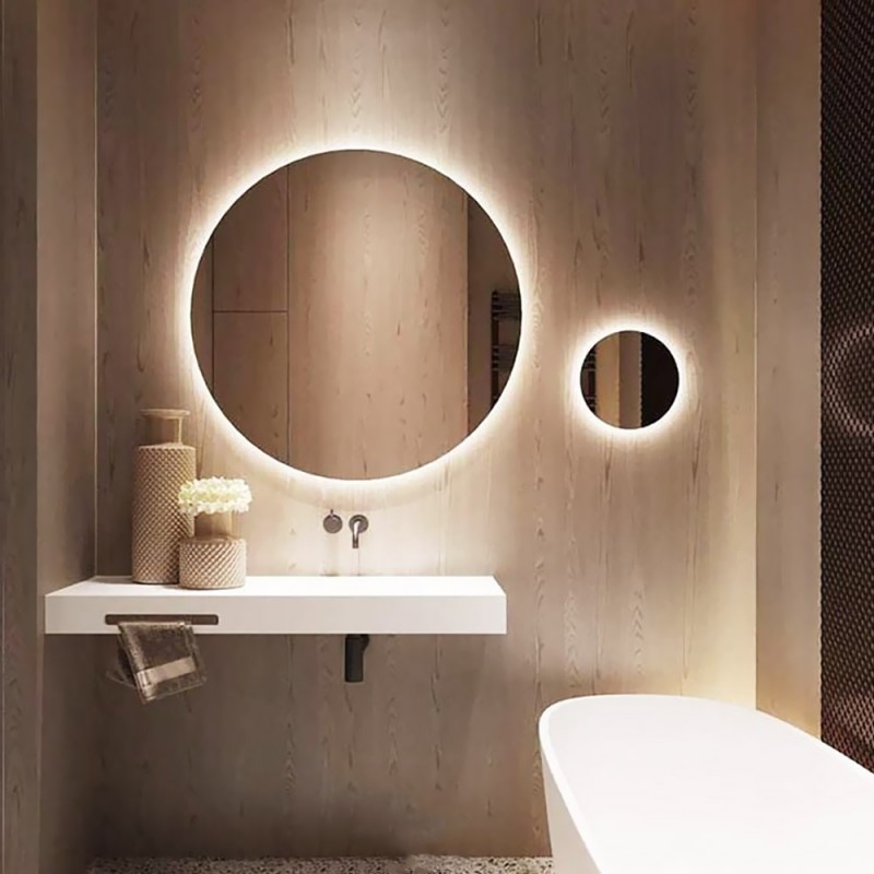 LED round bathroom mirrors set Ø80cm and Ø30cm