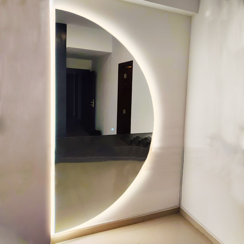 Illuminated led bathroom wall mirror 60x120cm - 80x160cm semicircular