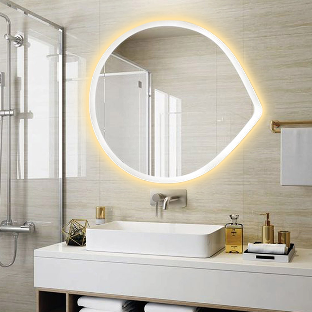 Led mirror round Ø70cm - Ø90cm with sandblasting design