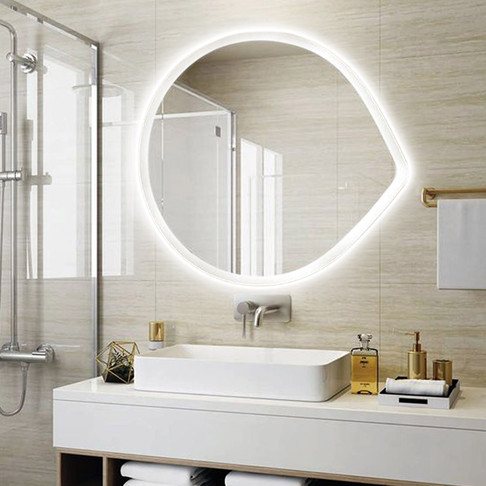 Led mirror round Ø70cm - Ø90cm with sandblasting design