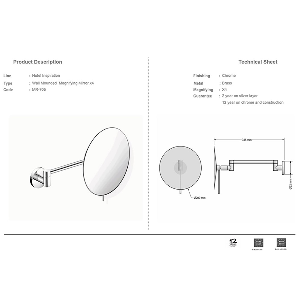 Sanco magnifying round wall-mounted mirror MR-705