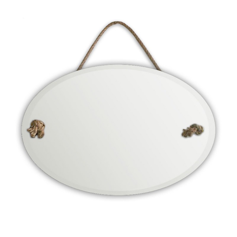 Mirror oval 80x60cm with natural rope