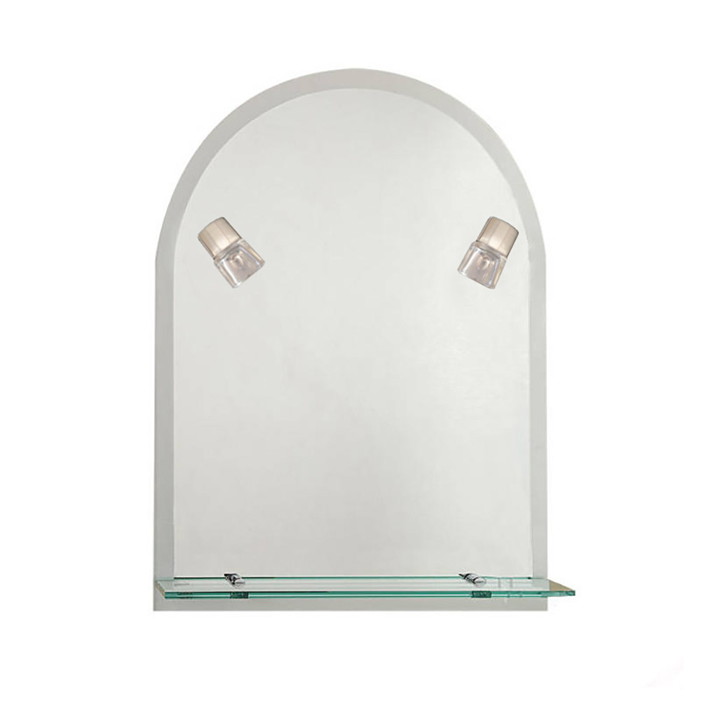 Bathroom wall mirror 55x80cm with two lamps and shelf