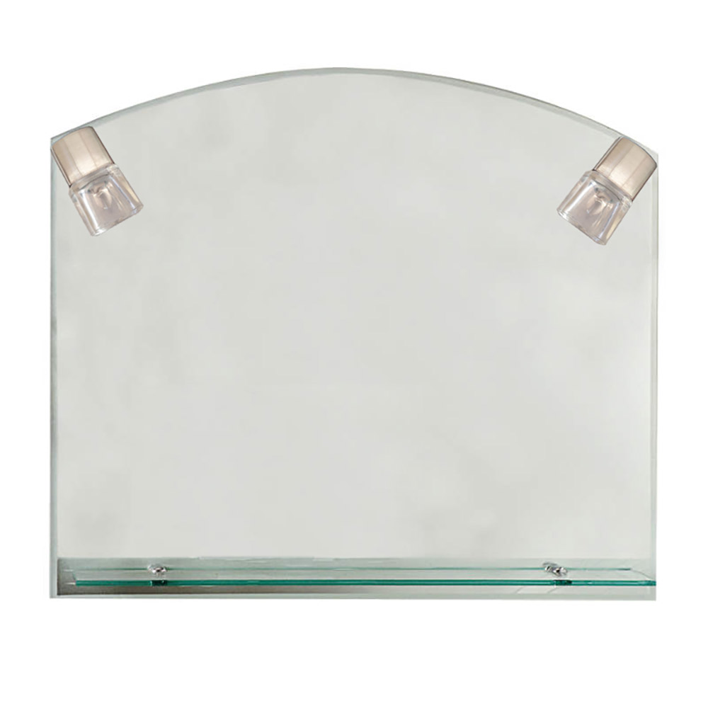 Mirror 90x75cm with a boat design, two lamps and a shelf