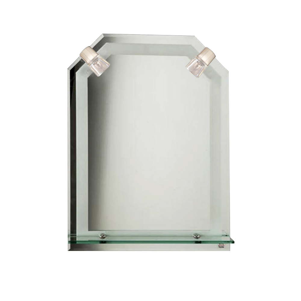 Bathroom wall mirror 55x80cm with two lamps and shelf