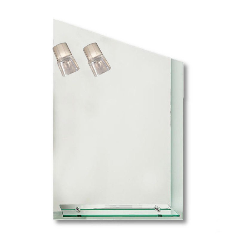 Mirror 55x80cm with two lamps and shelf