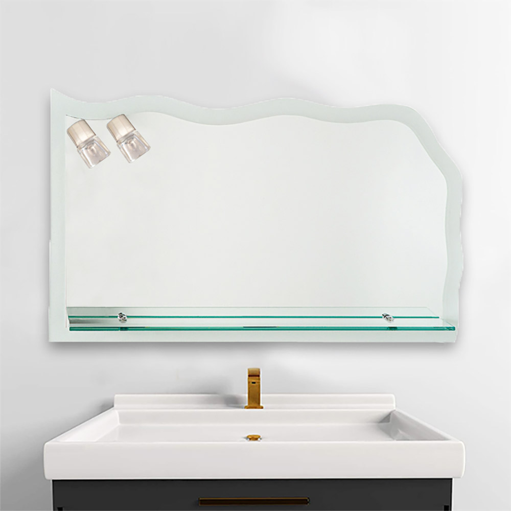 Mirror 80x60cm with two lamps and shelf