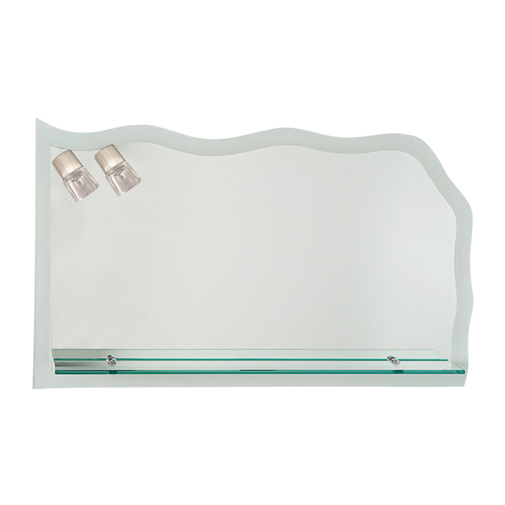 Mirror 80x60cm with two lamps and shelf