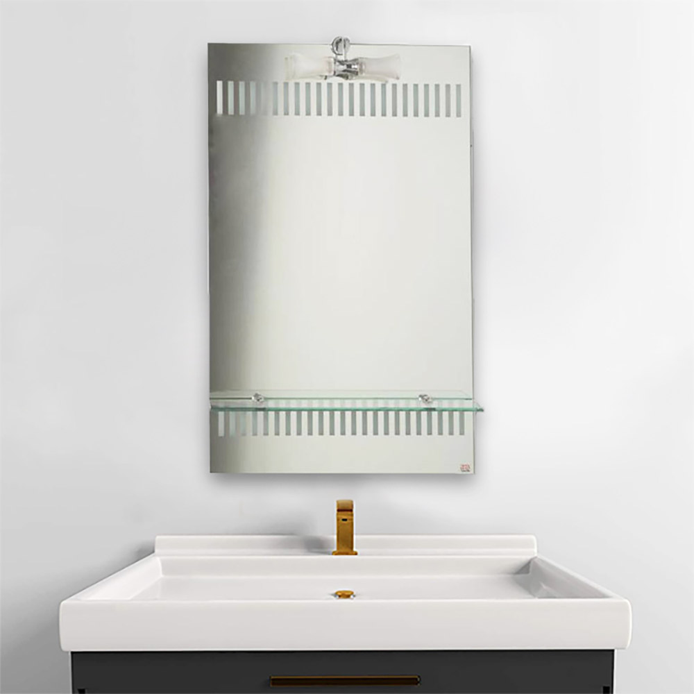 Mirror 55x80cm with lamp and shelf