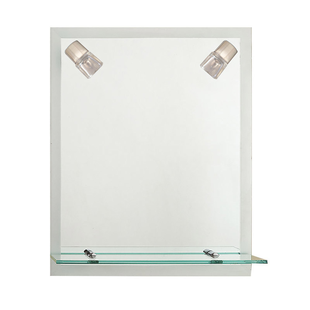 Mirror 50x60cm with two lamps and shelf