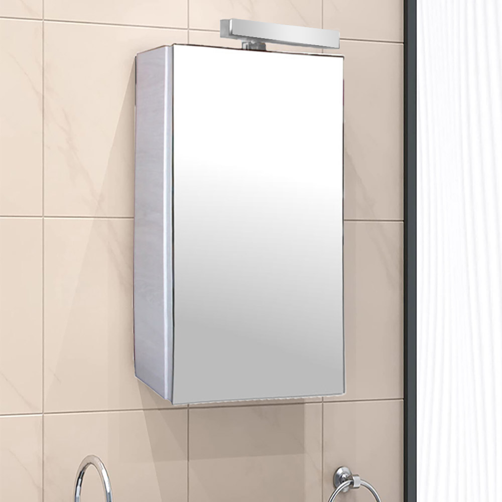 Bathroom wall cabinet 40x70cm with mirror lining and lamp