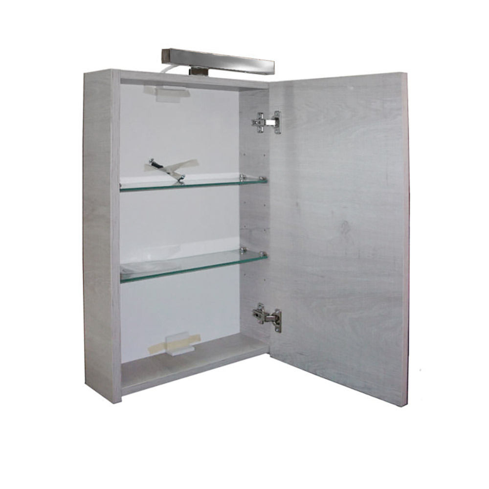 Bathroom wall cabinet 40x70cm with mirror lining and lamp